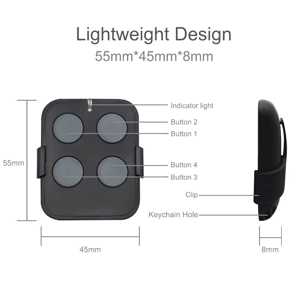 1/2/4 Buttons Teleco TXP433A01 TXP433A02 TXP433A04 TXP-433-A01 TXP-433-A02 TXP-433-A04 433.92MHz Rolling Code Garage Door Remote