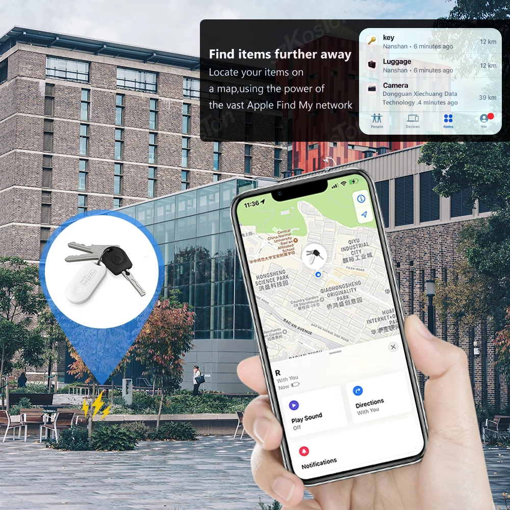 Smart Tag Global Locator Mini GPS Tracker Works with iOS Find My APP Anti-lost Finder Locator for Keys Wallet Car Luggage