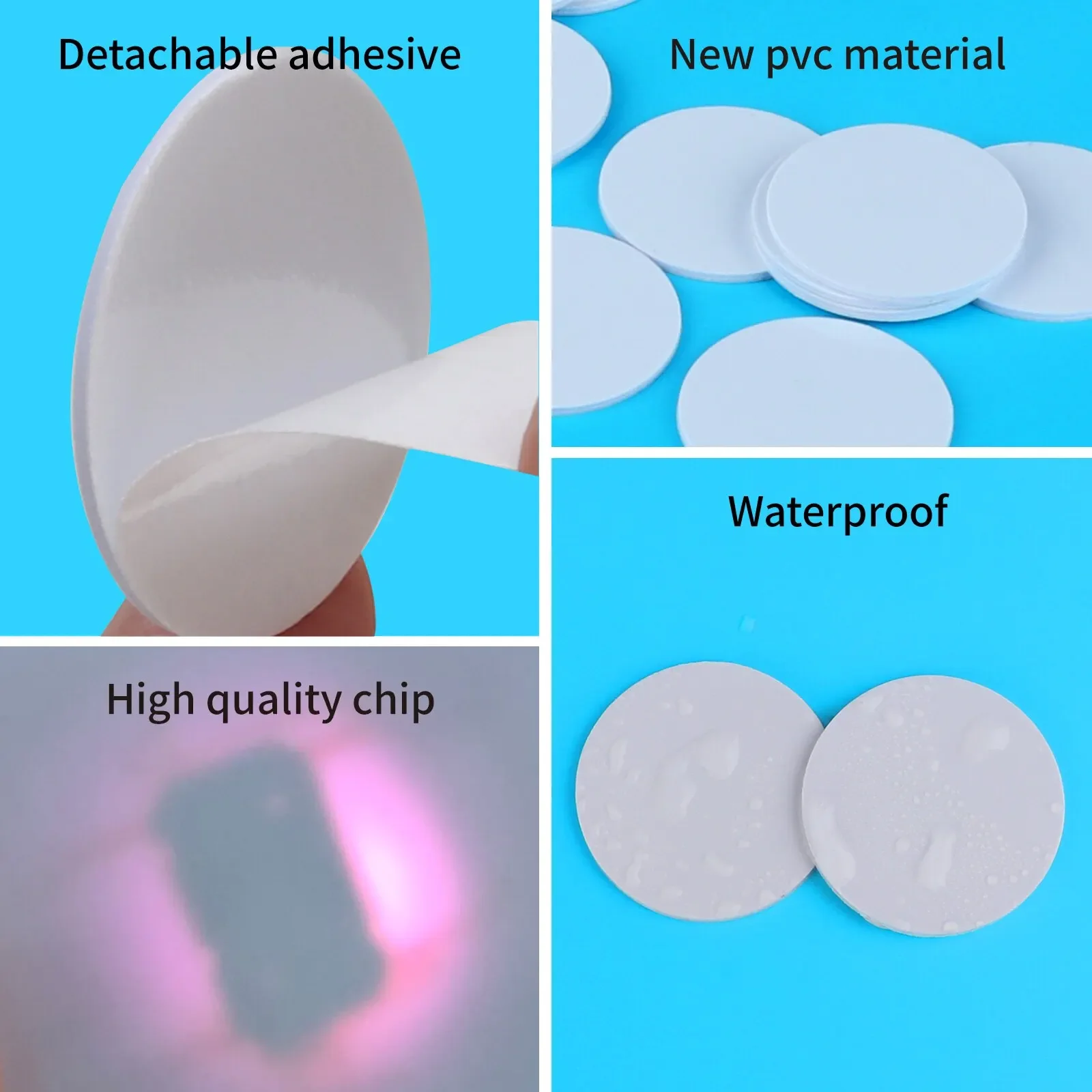 20pcs 50pcs 13.56MHz Ntag215 NFC Coins Adhesive Cards Badge Backing 504 Bytes ISO/IEC 14443 A 25mm Waterproof PVC 215 Tag