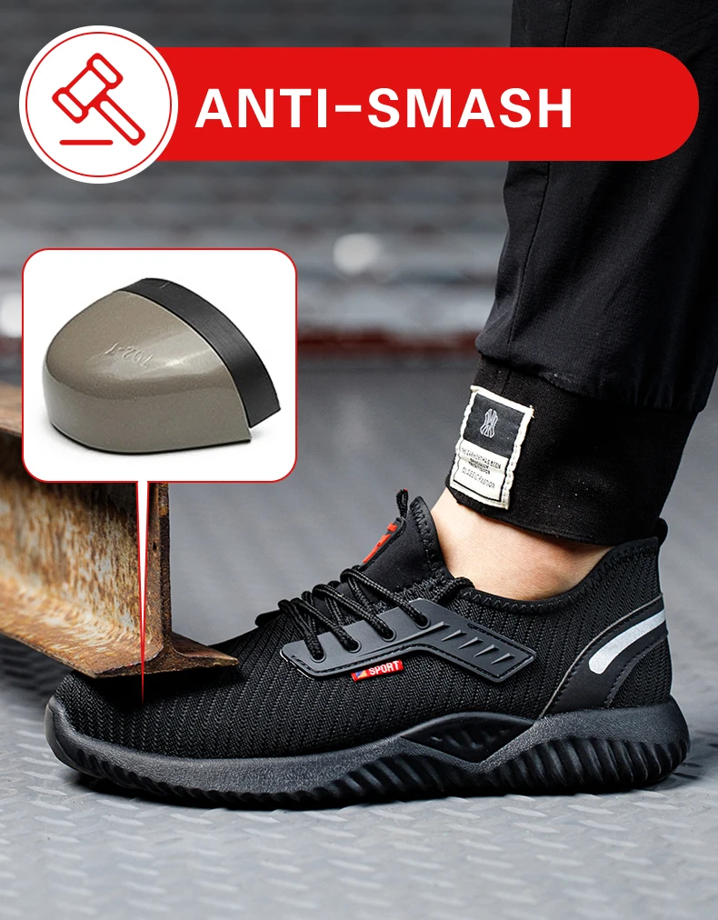 Safety Shoes Men With Steel Toe Cap Anti-smash Men Work Shoes Sneakers Light Puncture-Proof Indestructible Shoes Tactical Boots