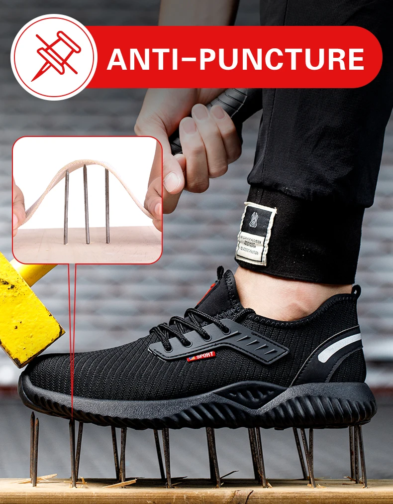 Safety Shoes Men With Steel Toe Cap Anti-smash Men Work Shoes Sneakers Light Puncture-Proof Indestructible Shoes Tactical Boots
