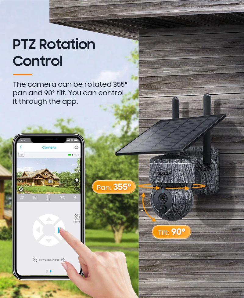 INQMEGA 5MP 4MP WIFI Wireless PTZ Solar Camera 4G SIM With Solar Panel Two Way Audio Security Protection CCTV Camera Battery Cam
