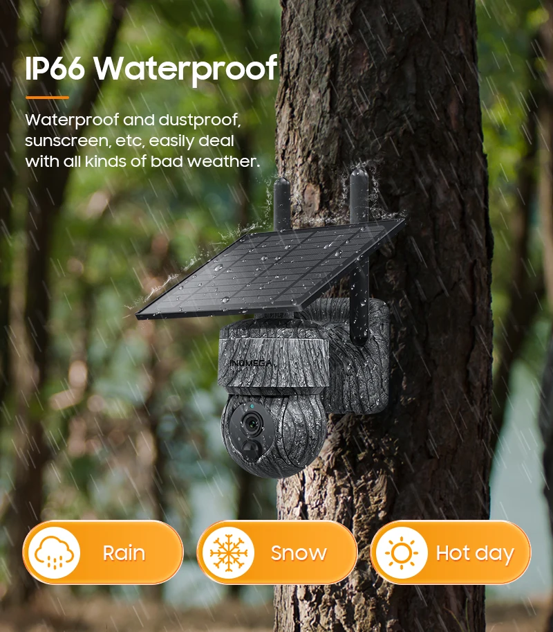 INQMEGA 5MP 4MP WIFI Wireless PTZ Solar Camera 4G SIM With Solar Panel Two Way Audio Security Protection CCTV Camera Battery Cam