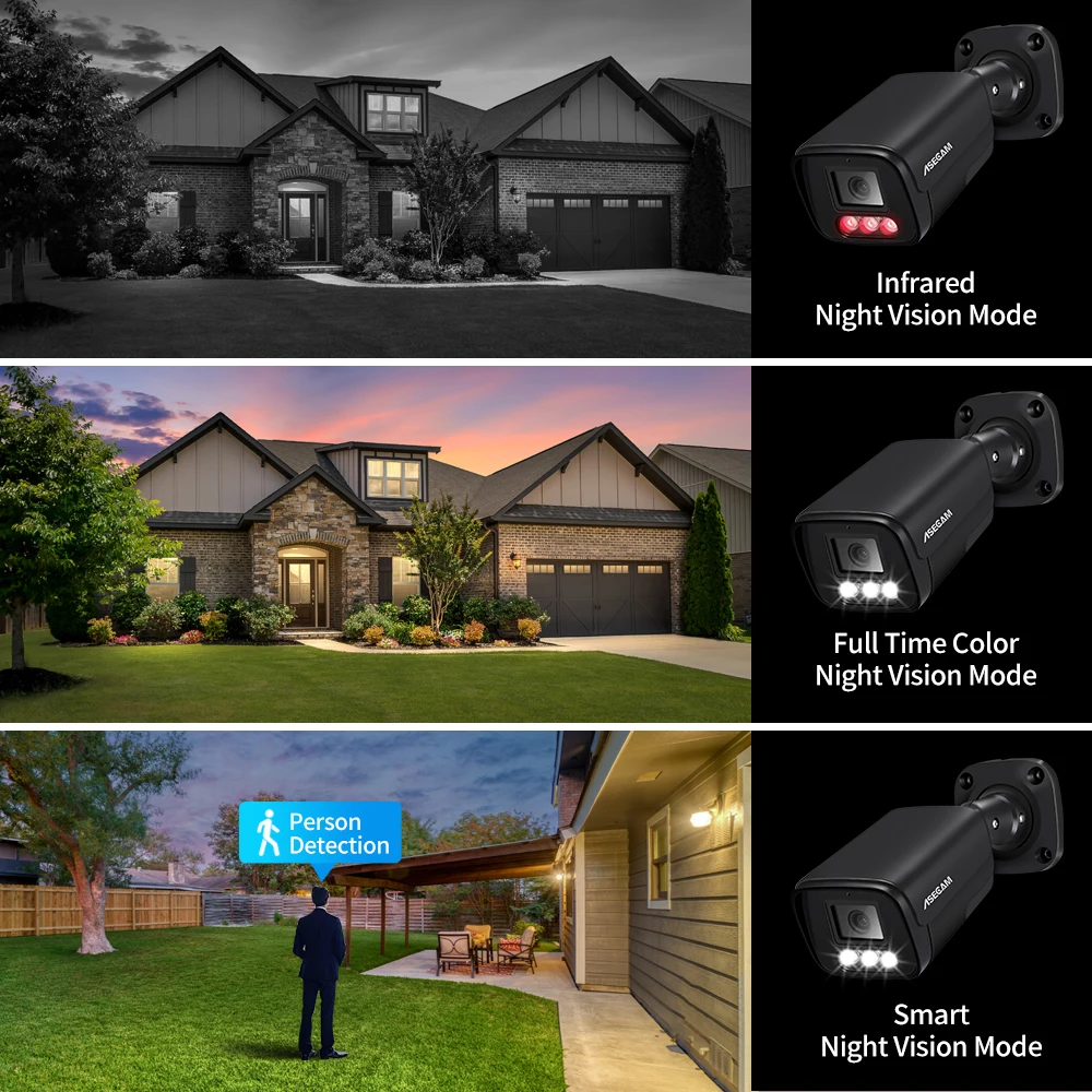 New 4K 8MP IP Camera Audio Outdoor POE CCTV H.265 Onvif Metal Black Bullet Home 4MP Human Detection Surveillance Camera