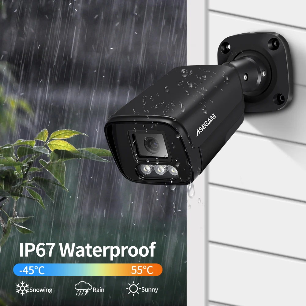 New 4K 8MP IP Camera Audio Outdoor POE CCTV H.265 Onvif Metal Black Bullet Home 4MP Human Detection Surveillance Camera