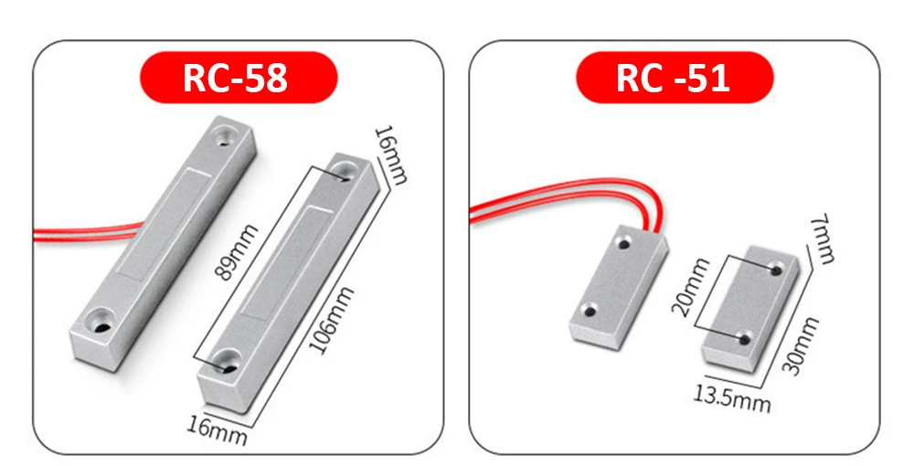 NC Door Sensor Metal Wired Roller Shutter Door Magnetic Contact Reed Switch for Security Alarm System