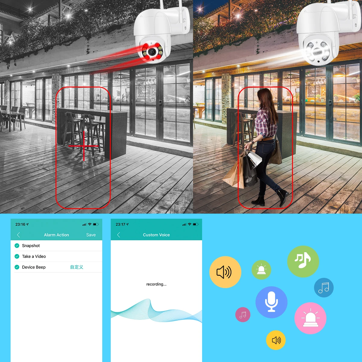 BESDER 4K 8MP 5MP Ultra HD PTZ WiFi IP Camera AI Human Detection 1080P UHD Audio IP Camera Auto Tracking P2P Video Surveillance
