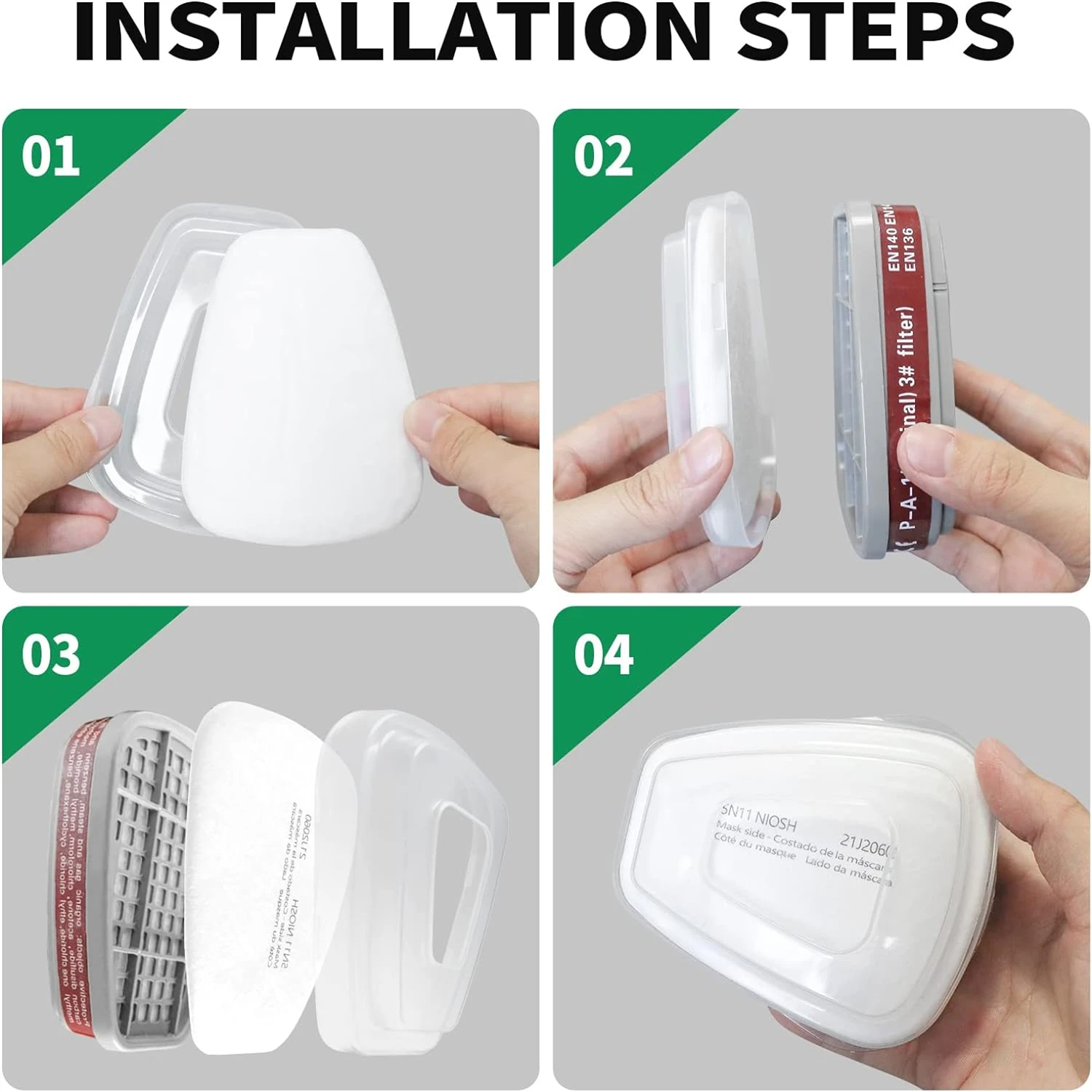 5N11 Dust Cotton Filter Paper Filters For 6001/6200/7502/6800 Series Chemical Spraying Painting Respirator Gas Mask Accessory