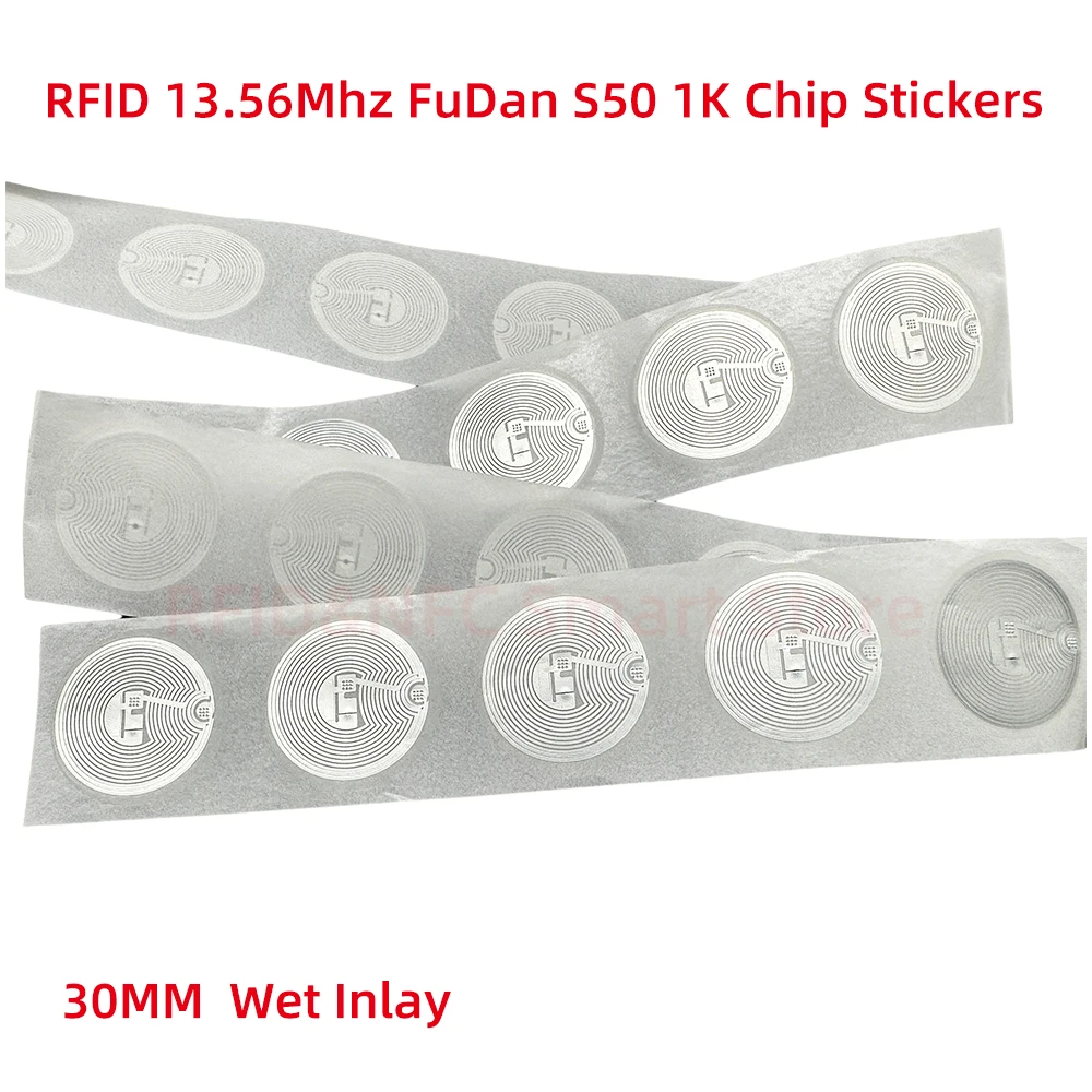 RFID S50 Smart Tag 14443A F08 Classic 1K EV1 IC S50 Wet Inlay Sticker 13.56Mhz 1024Bytes Lable RFID Tags for Andriod NFC Phone