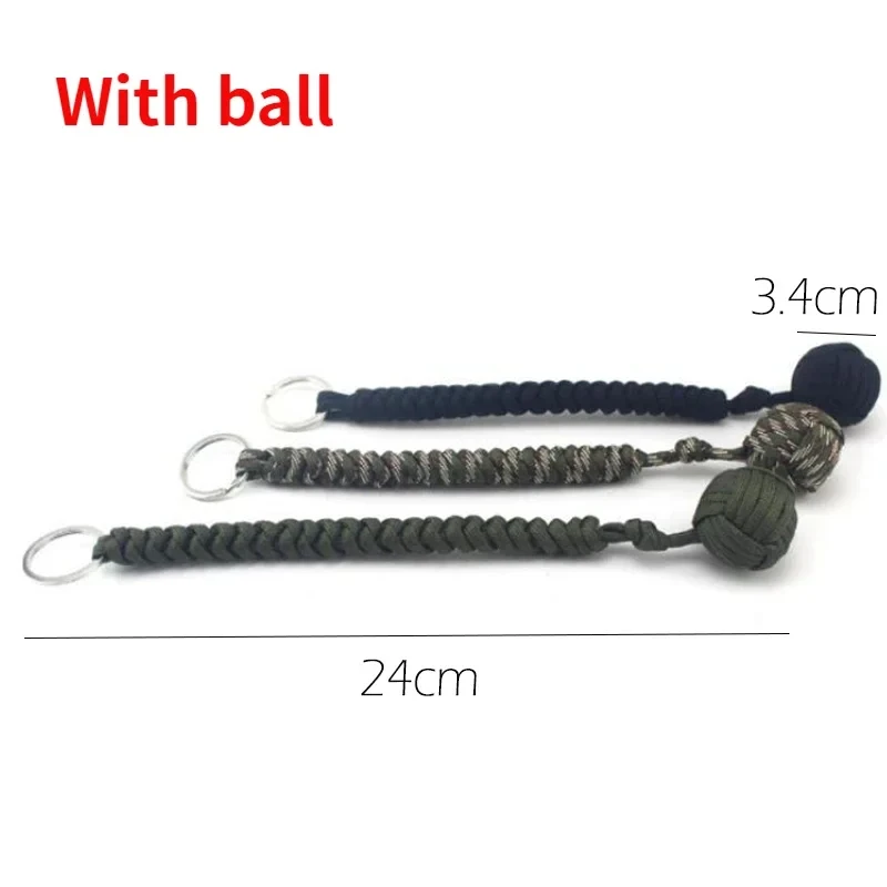 Outdoor Self Defense Key Chain Emergency Survival Protecting Monkey Fist Steel Ball Bearing Parachute Lanyard Camping Paracord