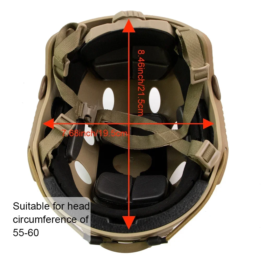 Fast Tactical Helmet Adjustable knob Thicken ABS Outdoor Air Gun Shooting CS Protective Equipment Suitable Head Size 55-60cm
