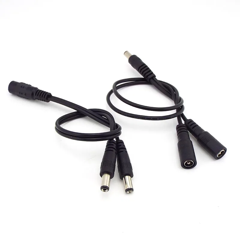 DC 12V 1 Female to 2 Male Power Split Splitter Cable 2.1*5.5mm for CCTV Camera Security DVR Accessories LED Light Strip