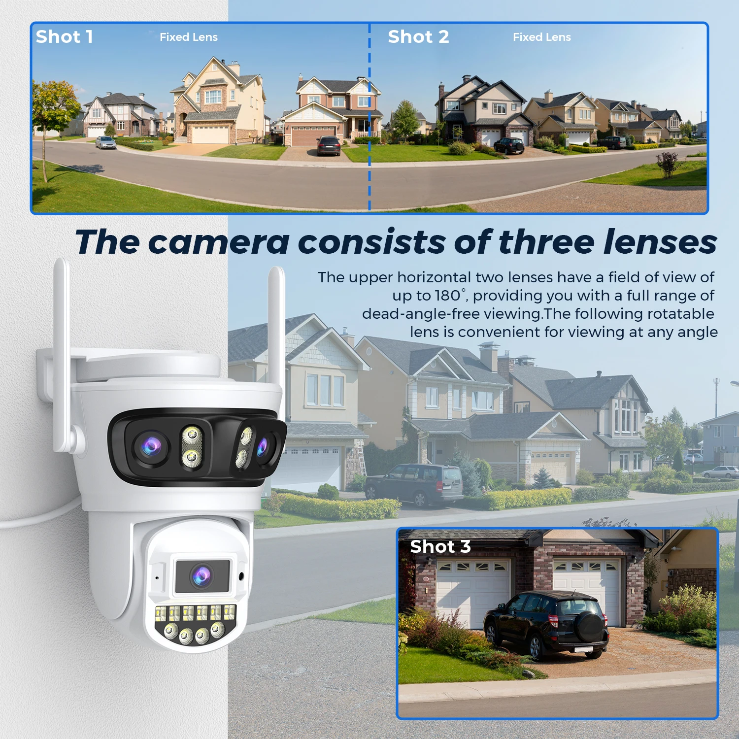 BESDER 15MP Wifi IP Camera PTZ 10MP Three Screen 180° Wide Angle Outdoor Auto Tracking 8MP CCTV Security Protection O-Kam Pro