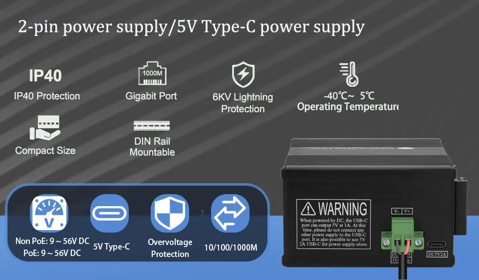 Industrial 12 Ports Ethernet Switch,Din Rail Mount Gigabit PoE Network Switch,Unmanaged 1000M RJ45 Switch,IEEE 802.3af/at/bt