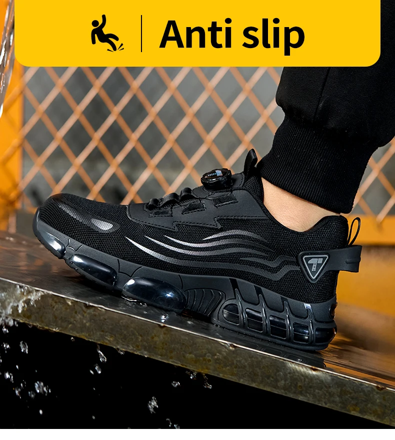 Botones Giratorios Zapatos De Seguridad Masculinos, Zapatos De Trabajo, Botas De Seguridad Anticoagulantes Tactical Boots
