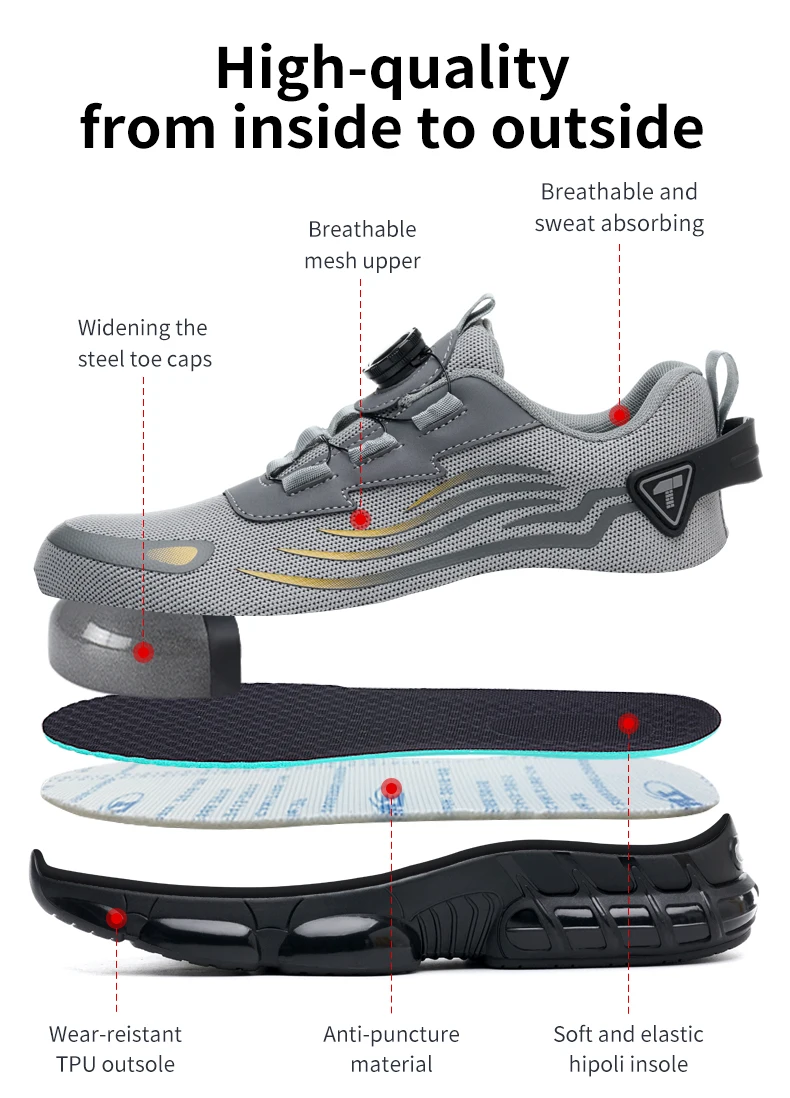 Botones Giratorios Zapatos De Seguridad Masculinos, Zapatos De Trabajo, Botas De Seguridad Anticoagulantes Tactical Boots