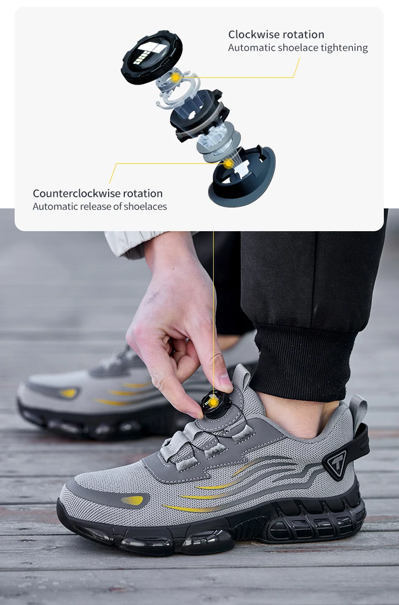 Botones Giratorios Zapatos De Seguridad Masculinos, Zapatos De Trabajo, Botas De Seguridad Anticoagulantes Tactical Boots