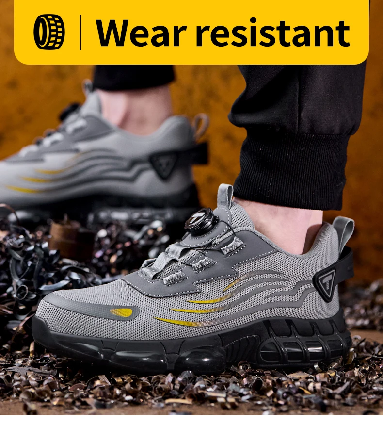 Botones Giratorios Zapatos De Seguridad Masculinos, Zapatos De Trabajo, Botas De Seguridad Anticoagulantes Tactical Boots