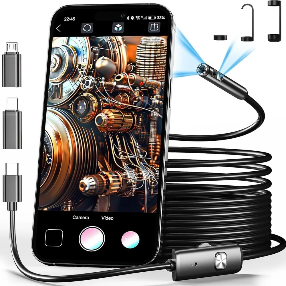 8mm 1080P Endoscope Automotive Boroscope Inspection Device Camera For Apple Iphone IOS Smart Phone Android Type C Cars Mobile