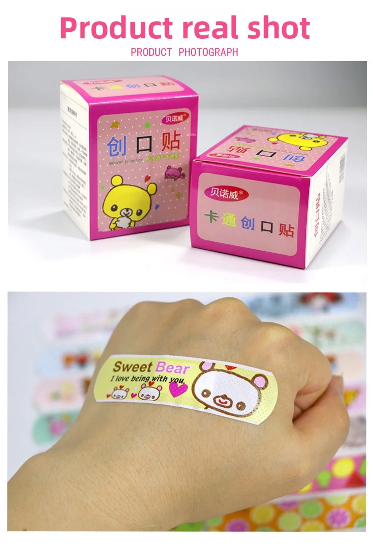 120pcs/Lot Cartoon Cute Patterned Breathable Waterproof Adhesive Bandages Curved Band Aid Patch Wound Dressing For Children