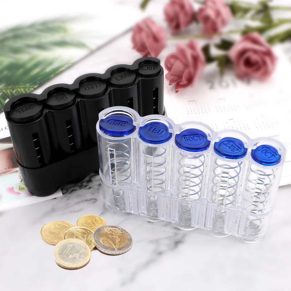 New Portable 5 Slots Euro Coin Holder Hidden Safe Coin Collector Dispenser Fanny Pack Cash Receipt Waist Wallet Waiter's Driver