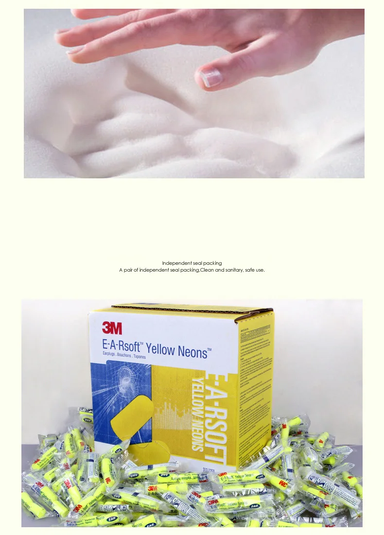 3M noise-canceling earplugs 312-1250 sound-isolating earplugs Sleeping Learning Factory noise-proof earplugs Hearing Protection.