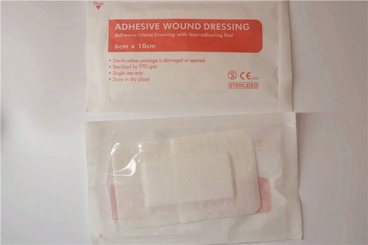 10pcs 6*10cm Non-woven Medical Adhesive Hemostasis Plaster Wounds Dressing Band Aid Bandage Sterilization Wound First Aid Tool