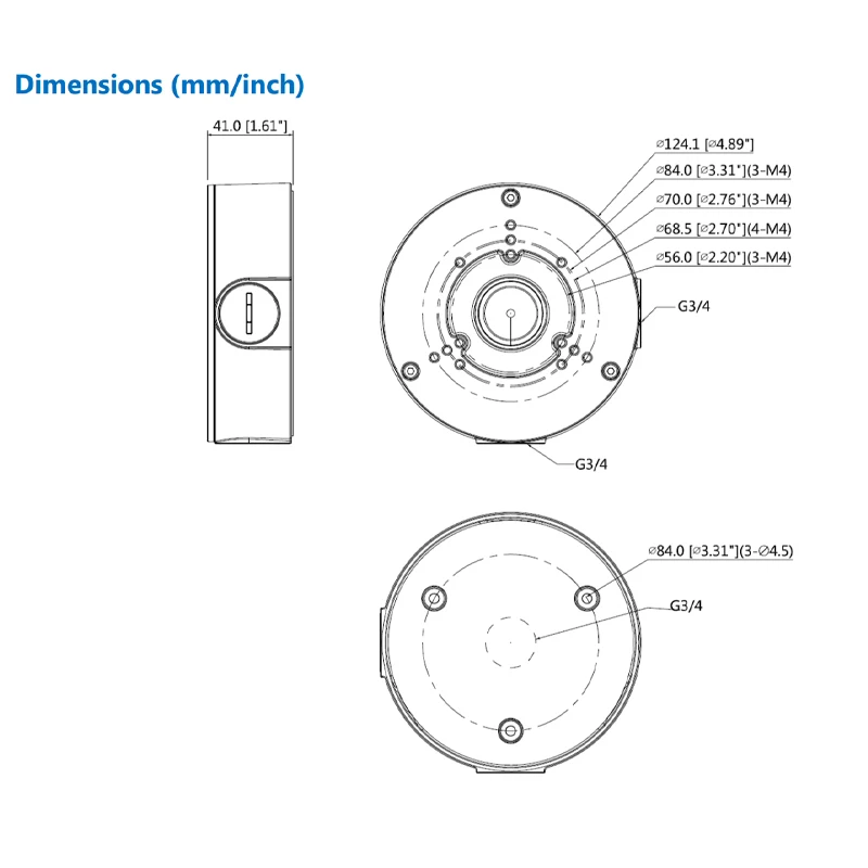 Dahua PFA130-E Water-proof Junction Box Aluminum White Black Camera Mounts IP66 Bracket For Dahua Bullet Camera Turret Camera