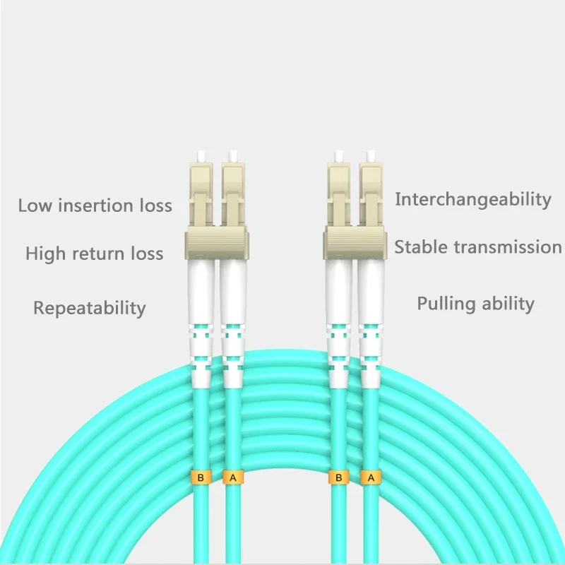 Fiber Patch Cable 10G OM3 OM4 LC UPC-LC UPC Multimode Duplex 2.0mm LC Fiber Optic Patch Cord Optical Fiber Cable