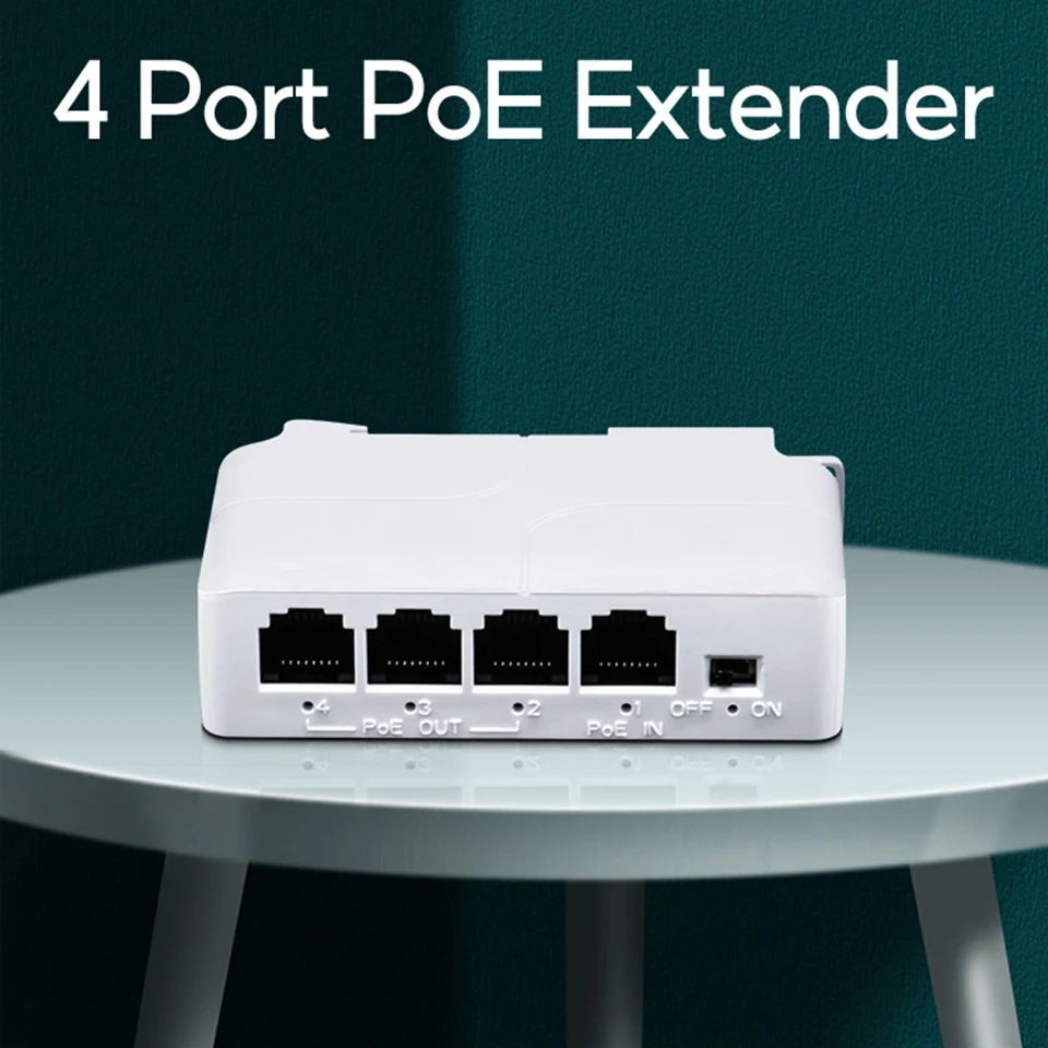 TelDaykemei 4 Port PoE Extender PoE Repeater for IP Port Transmission Extender for PoE Switch NVR IP Camera