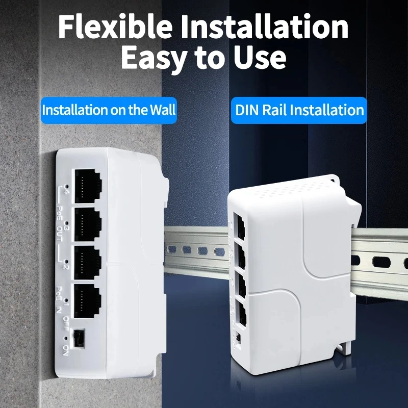 TelDaykemei 4 Port PoE Extender PoE Repeater for IP Port Transmission Extender for PoE Switch NVR IP Camera