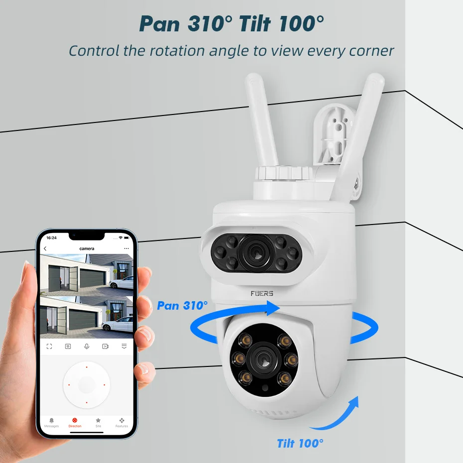 FUERS 5K 10MP Dual Lens IP Camera Tuya Smart Home Security Auto Tracking Wireless Alarm WIFI CCTV Surveillance Outdoor Camera