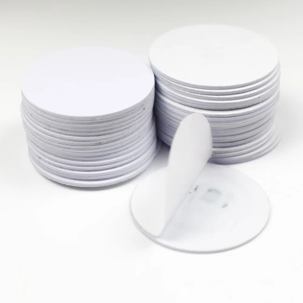 10pcs/Lot 125Khz TK4100 EM4100 RFID Coin ID Card With Adhensive Sticker Read Only Diameter 18mm 25mm 30mm for Access Control