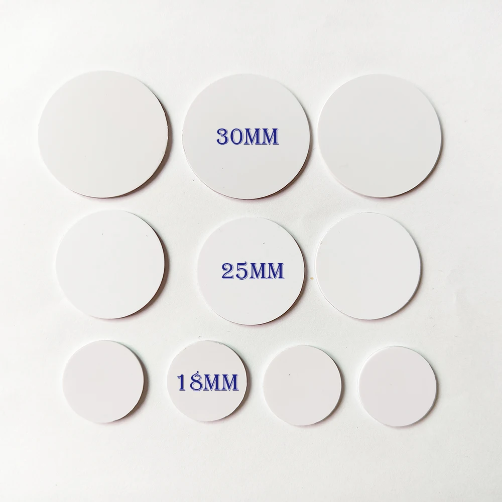 10pcs/Lot 125Khz TK4100 EM4100 RFID Coin ID Card With Adhensive Sticker Read Only Diameter 18mm 25mm 30mm for Access Control