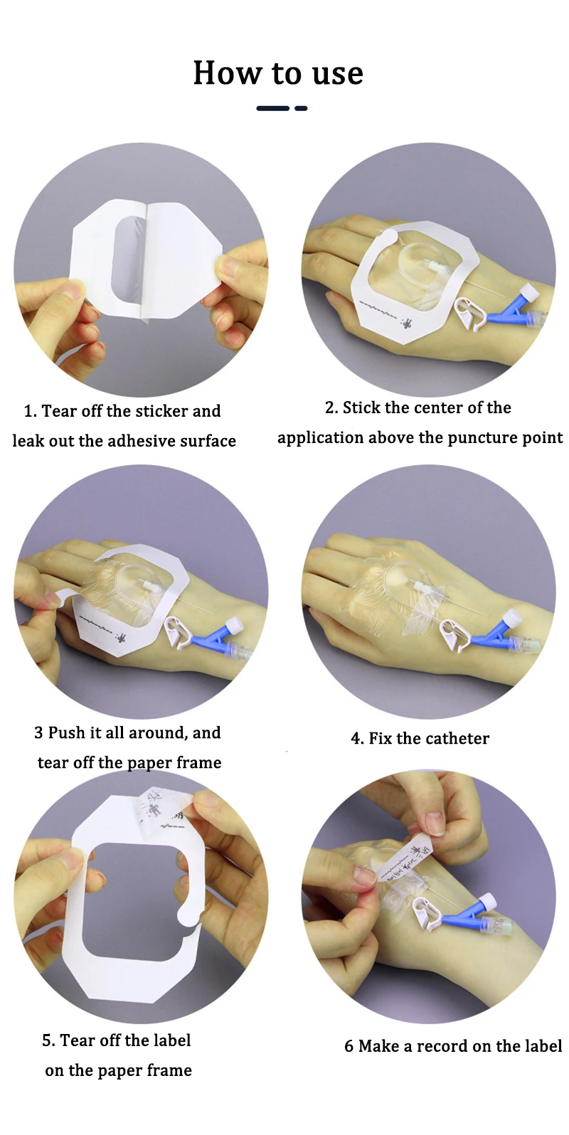 50Pcs Medical Transparent IV Cannula PU Film Sterile Waterproof Self-adhesive Wound Dressing Indwelling Needle Catheter Fixation