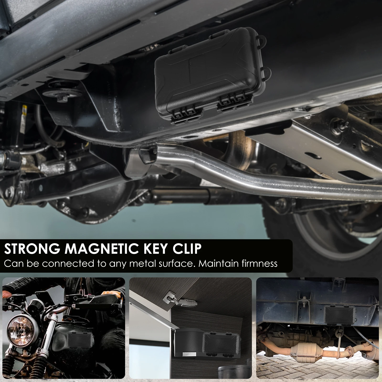 Magnetic Hide-A-Key Holder Waterproof Under Car Hide Key Box with Strong Magnets or Spare Keys & GPS Locator Storage Hide-A-Key
