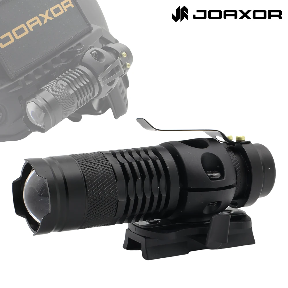 JOAXOR Tactical Helmet ARC Rail Light LED Mini Flashlight With 20mm Picatinny Rail Mount Strobe/Strong/Low Lamp 500 Lumens