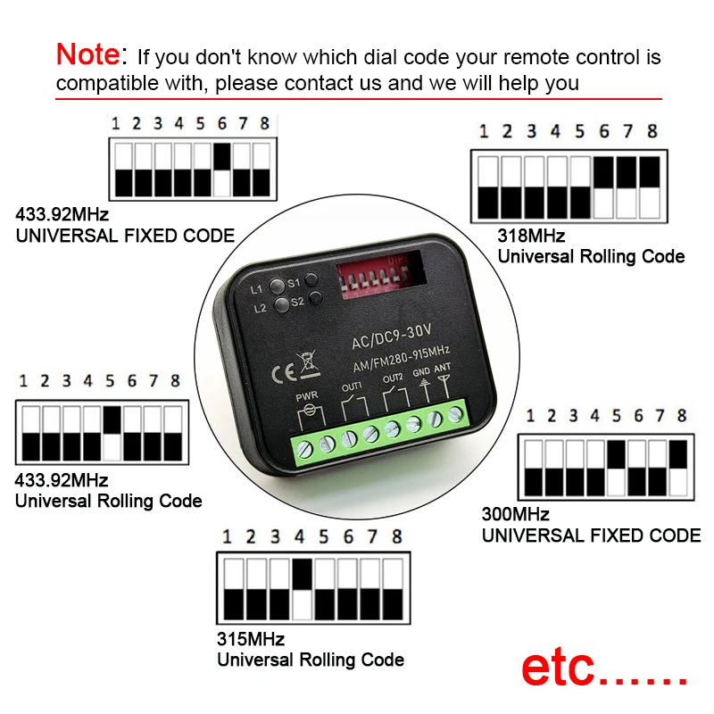 Universal RX MULTI 300-868MHz Wifi Smart Switch Module Works With Tuya APP 433MHz 868MHz Garage / Gate Remote Control Receiver
