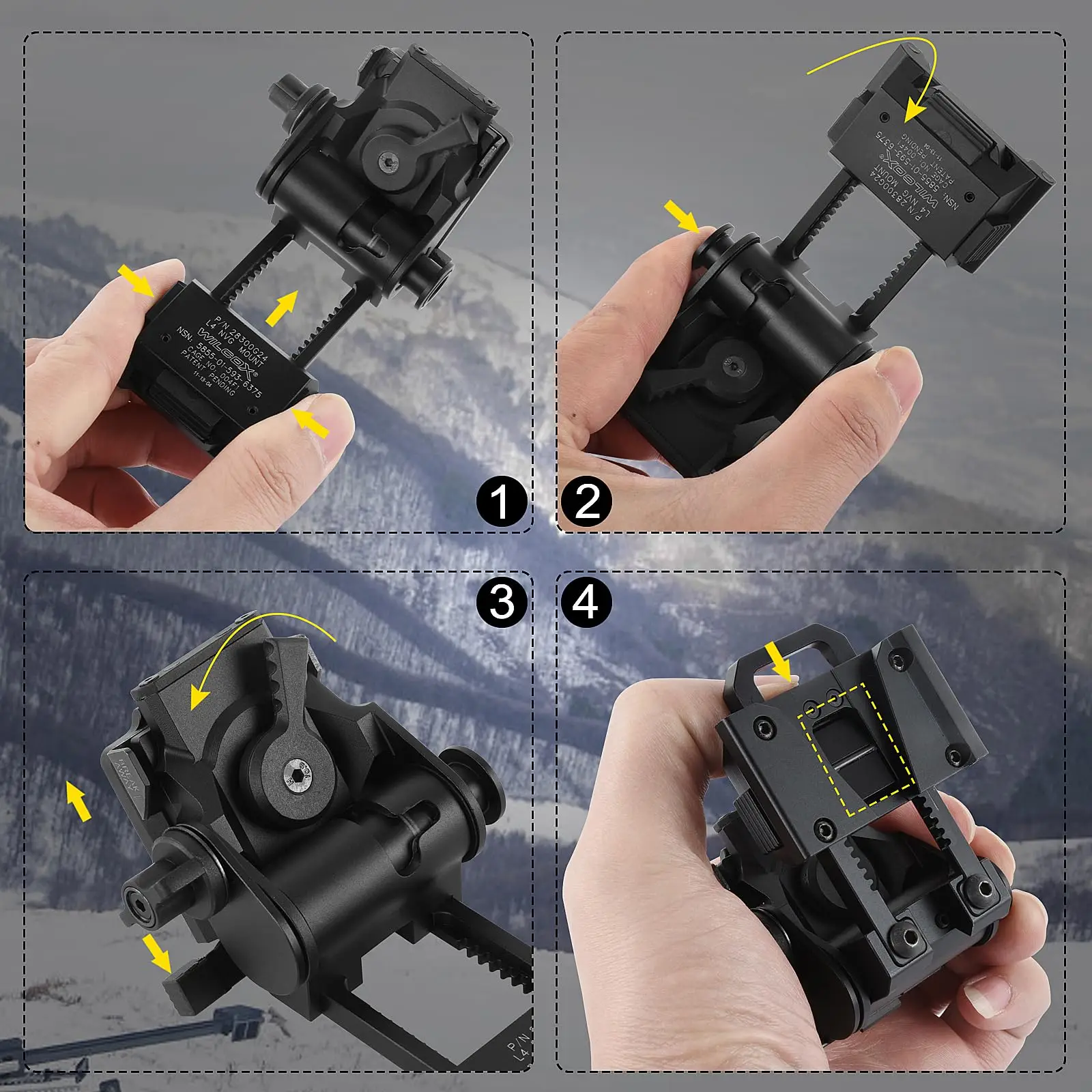 BOOIU New L4G24 NVG Tactical Helmet Mount Metal/Nylon Holder Bracket For PVS15/18 Goggles Night Vision Stent Helmet Accessories