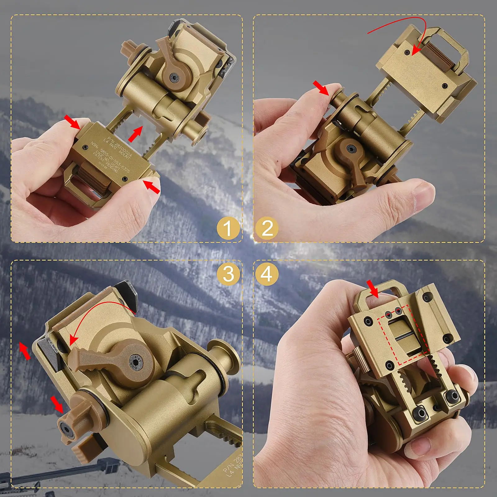 BOOIU New L4G24 NVG Tactical Helmet Mount Metal/Nylon Holder Bracket For PVS15/18 Goggles Night Vision Stent Helmet Accessories