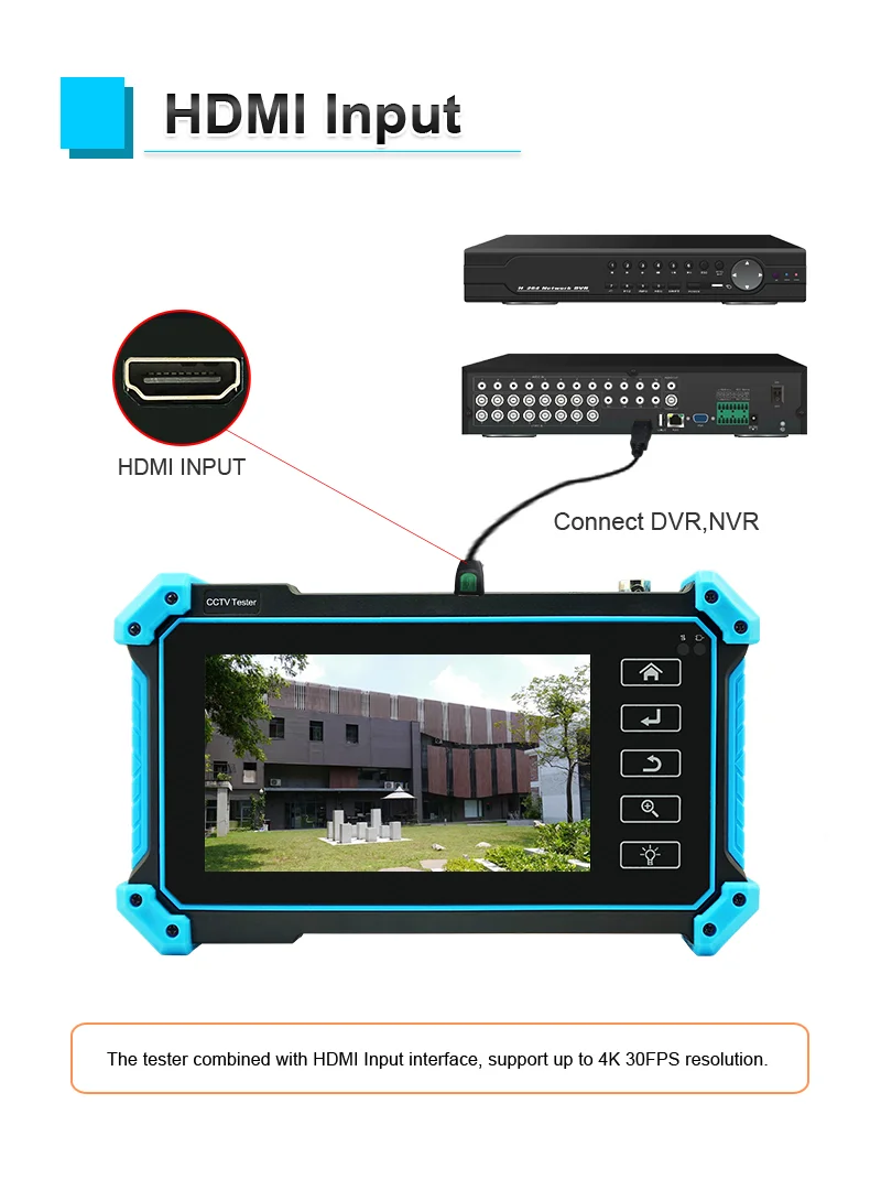 5.4" CCTV Tester Monitor Analog Camera Tester 8K IP Camera Tester IPC-5200C Plus PTZ VGA HDMI Input Cable Tracer PoE CCTV Tester
