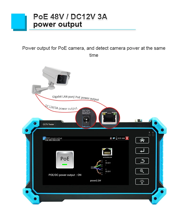 5.4" CCTV Tester Monitor Analog Camera Tester 8K IP Camera Tester IPC-5200C Plus PTZ VGA HDMI Input Cable Tracer PoE CCTV Tester