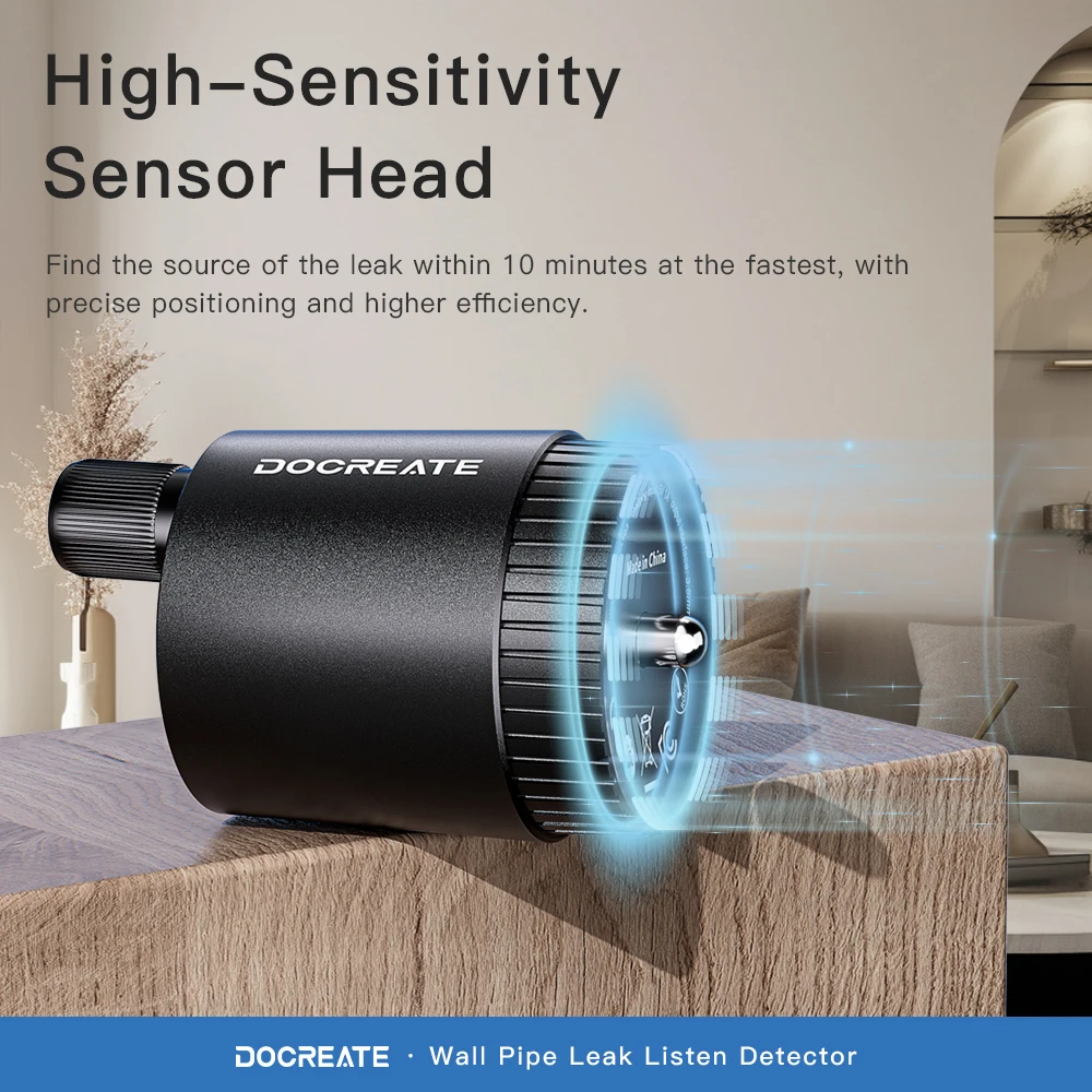 Portable Pipe Leak Detector With 13000X Sound Amplification Type-C Charge for Accurately Locating Water Leaks in Walls and Floor