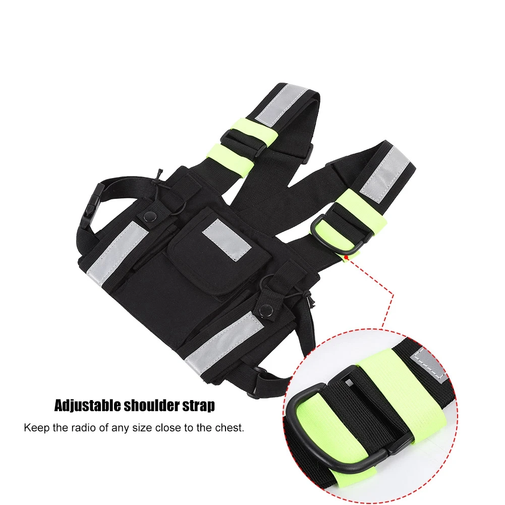Chest Harness Front Pouch Yellow Reflective TYT Radio Tactical Harness Front Pack Vest Chest Bag Pouch For Walkie Talkie
