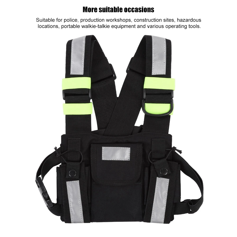 Chest Harness Front Pouch Yellow Reflective TYT Radio Tactical Harness Front Pack Vest Chest Bag Pouch For Walkie Talkie