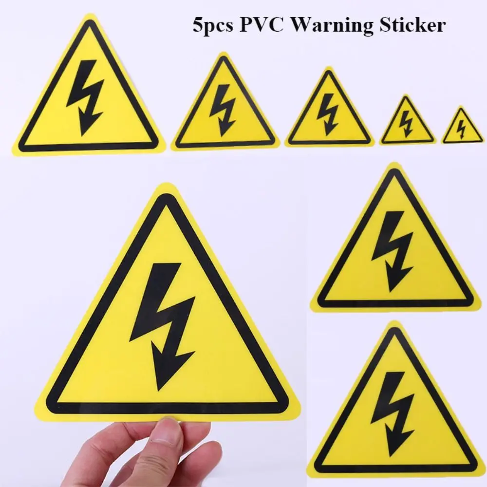5pcs Yellow Warning Sticker 3.6/5/8/10/15cm Accessories Electrical Shock Hazard Danger Notice Danger Forelectric Box