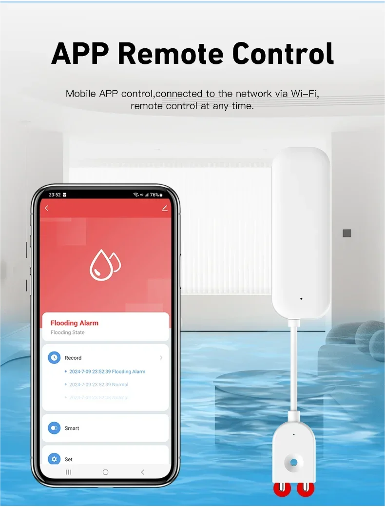 Tuya Smart WIFI Water Leakage Sensor Alarm Water Level Detector Flood Leakage Sensor APP Remote Control Security Alarm System