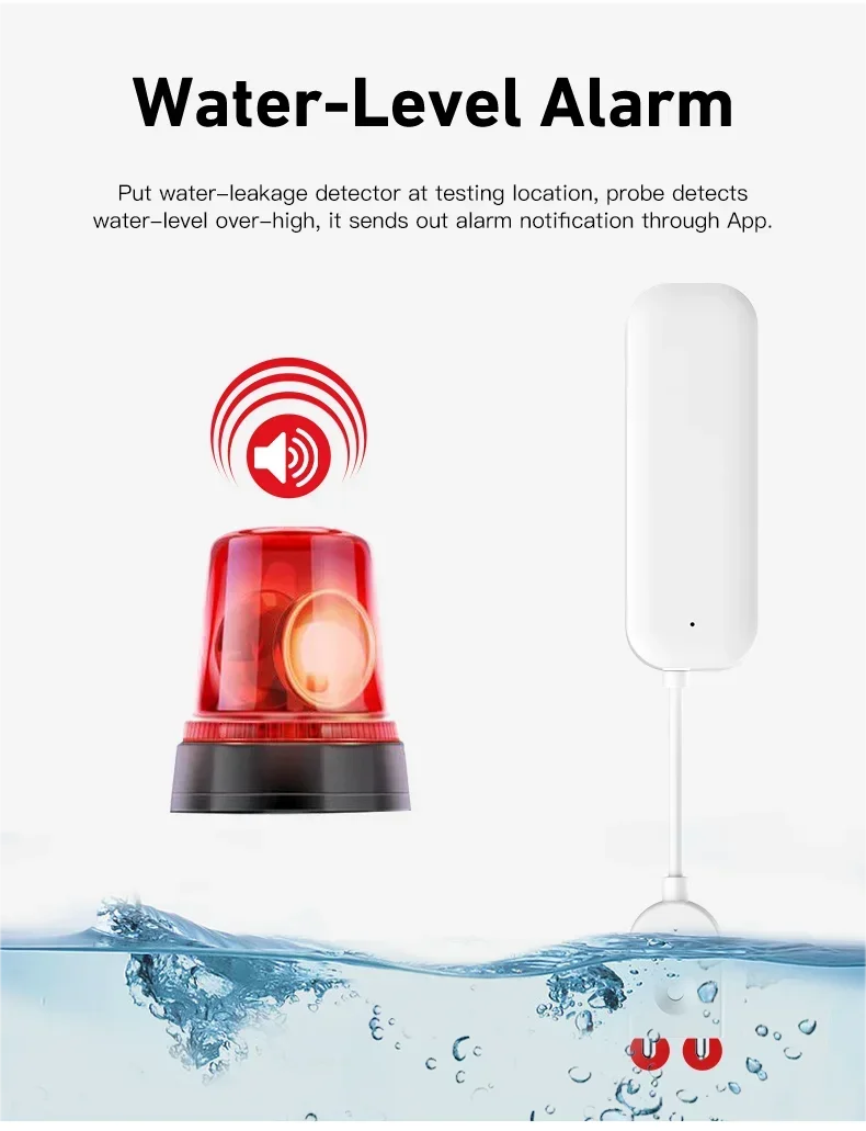 Tuya Smart WIFI Water Leakage Sensor Alarm Water Level Detector Flood Leakage Sensor APP Remote Control Security Alarm System