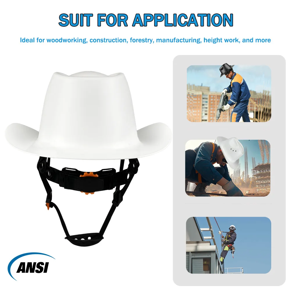 Cowboy Safety Helmet With Built-In Sunglasses HDPE Wide Full-Brim Anti-Collision Hard Hat With Vent Hole for Construction Work