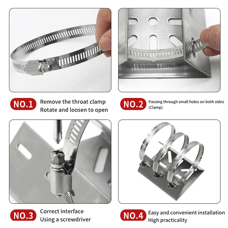 1 Set For Outdoor Pole Monitoring Bracket Univsesial Adapter Plate 100/200mm Long Hoop With Stainless Steel Camera Mount Panel